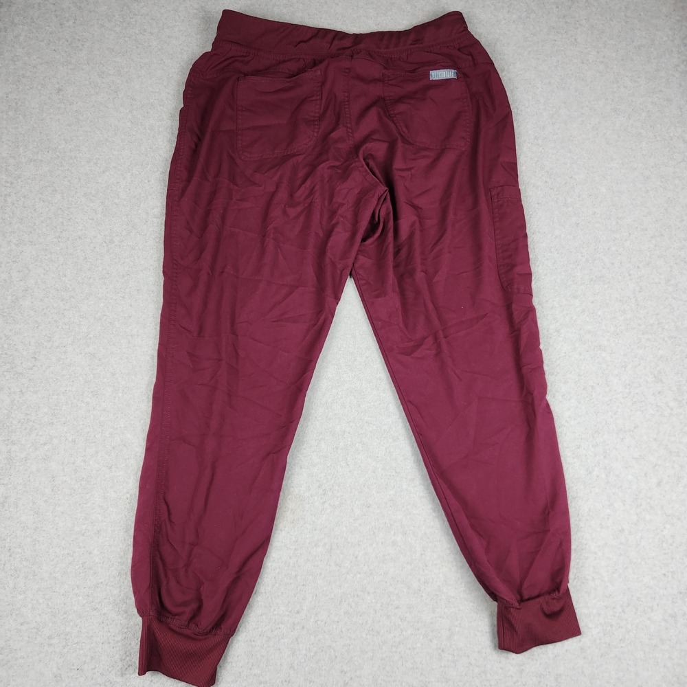 Med Couture Scrub Pants Womens Large Wine Touch Cargo Pockets Stretch Drawstring - Picture 3 of 7